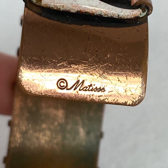 Vintage Matisse-Renoir Copper Anodized “Espana” Wide Cuff Bracelet 6.5" - Picture 8 of 16